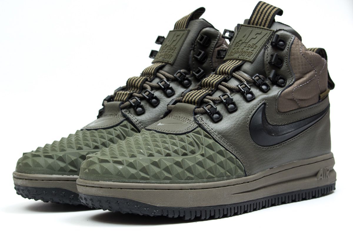 Nike Air Force 1 Lunar Duckboot, зеленые, кожа, мужские, зимние