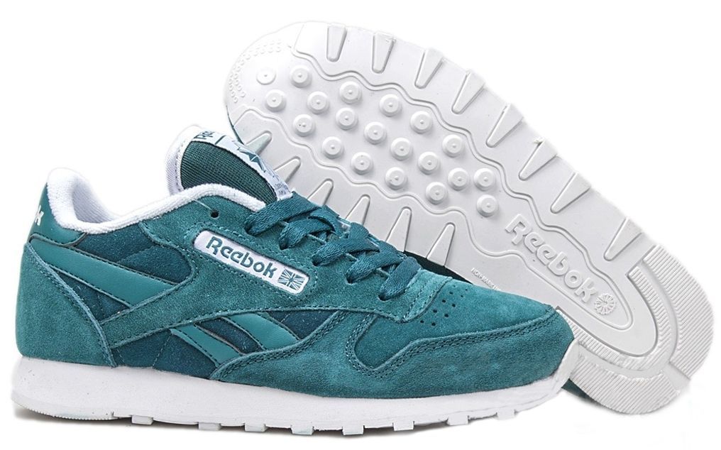 Reebok Classic Suede зеленые с синим (35-39)