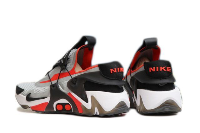 Nike Adapt Huarache, серый с оранжевым и белым, текстиль, сетка, мужские