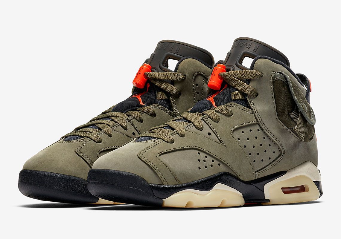 Nike Air Jordan 6 Travis Scott, зеленый, нубук, мужские